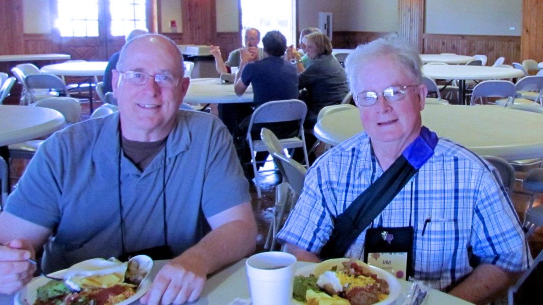 Ken and Jim enjoy fajitas on one of the bus tours, Dallas convention